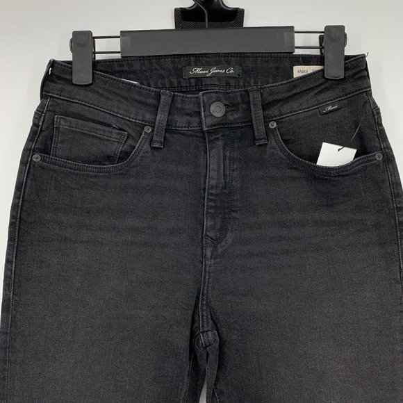 Mavi Jeans Black Anika Mid Rise Crop Flare Raw Hem NWT - Picture 2 of 11